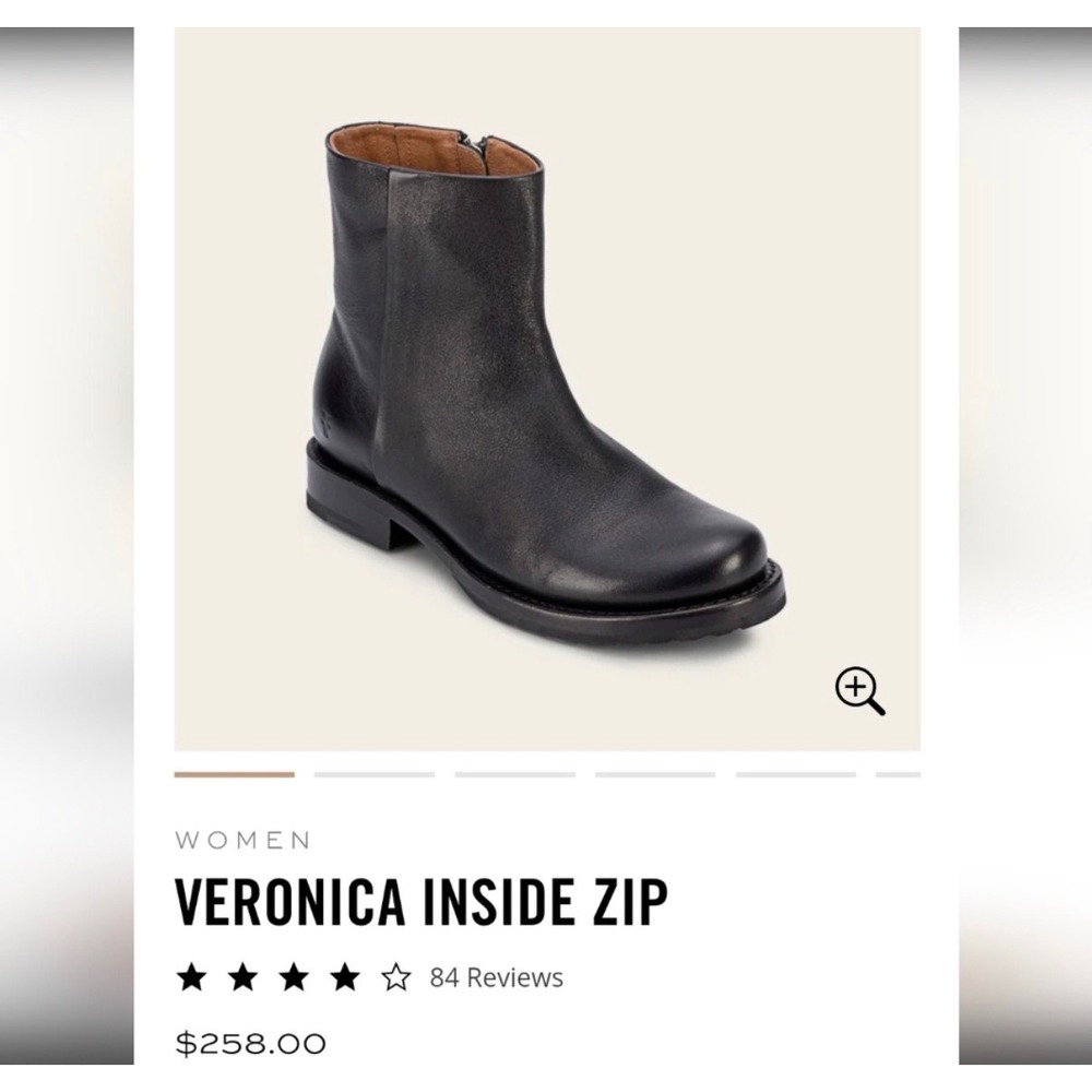 Frye Veronica Inside Zip Boots Black Bikercore Whimsigoth Grunge Boho 7.5‎